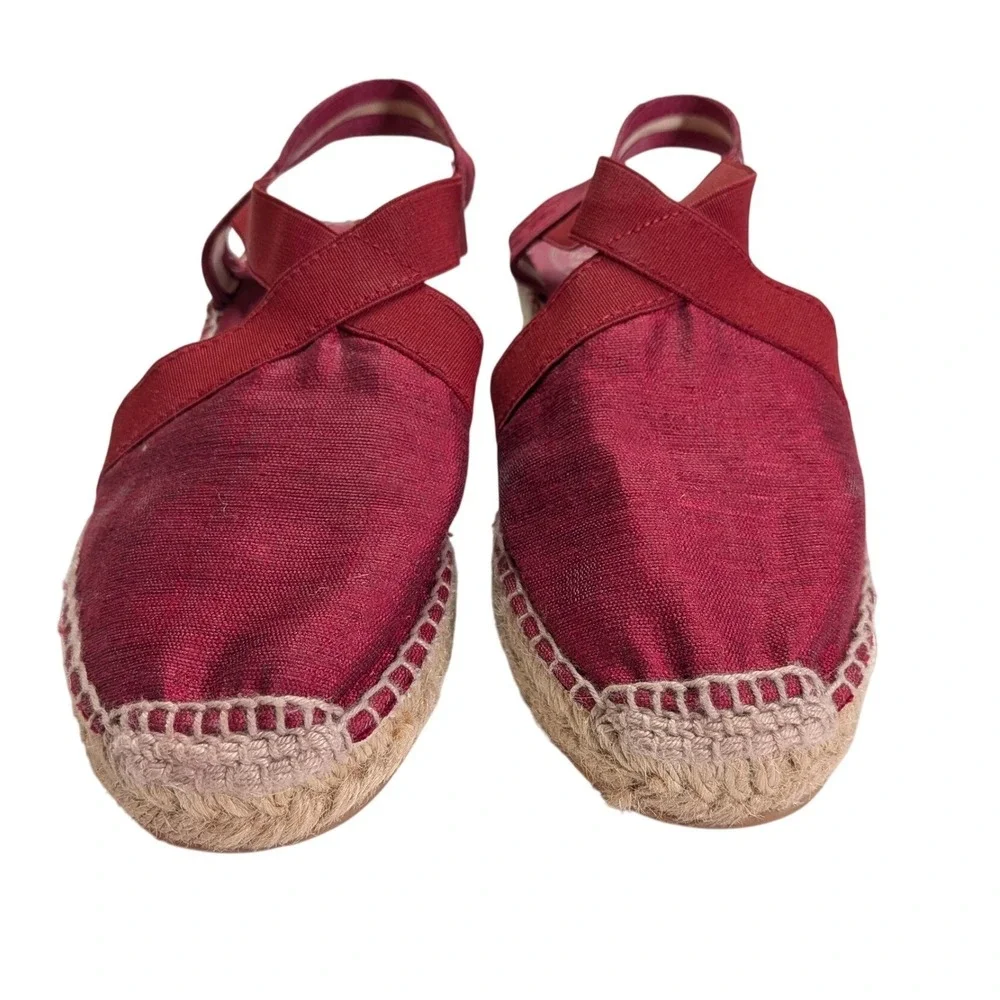 Toni Pons Origins Espadrilles Size 37 Burgundy Red Textile Wedge Sandals Spain